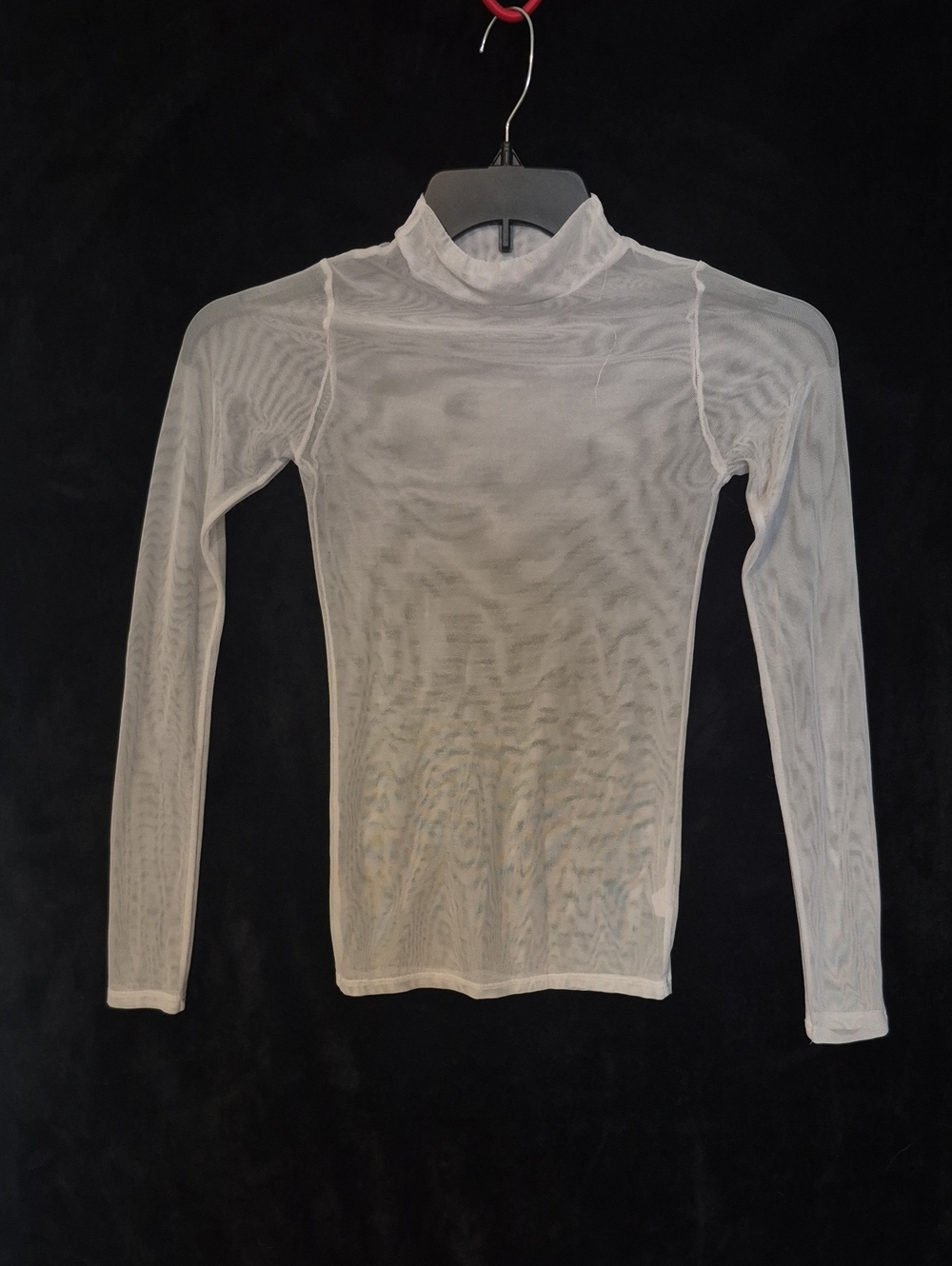 Sheer Mock Neck Long Sleeve Top - White